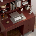 Bureau de style rétro blanc/espresso avec étagère et chaise, 1 personne