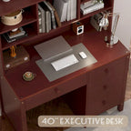 Bureau de style rétro blanc/espresso avec étagère et chaise, 1 personne
