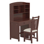 Bureau de style rétro blanc/espresso avec étagère et chaise, 1 personne