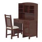 Bureau de style rétro blanc/espresso avec étagère et chaise, 1 personne