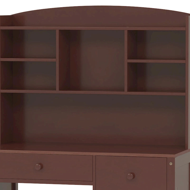 Bureau de style rétro blanc/espresso avec étagère et chaise, 1 personne