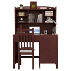 Bureau de style rétro blanc/espresso avec étagère et chaise, 1 personne