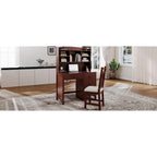 Bureau de style rétro blanc/espresso avec étagère et chaise, 1 personne