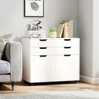 Meuble de rangement roulant blanc à 4 tiroirs avec 2 armoires, pour 1 utilisateur