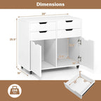 Meuble de rangement roulant blanc à 4 tiroirs avec 2 armoires, pour 1 utilisateur