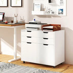 Meuble de rangement roulant blanc à 4 tiroirs avec 2 armoires, pour 1 utilisateur