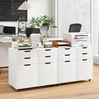 Meuble de rangement roulant blanc à 4 tiroirs avec 2 armoires, pour 1 utilisateur