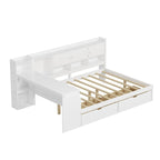 Lit de repos en L blanc et naturel avec bureau, rangement, simple