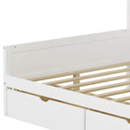 Lit de repos en L blanc et naturel avec bureau, rangement, simple