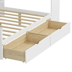Lit de repos en L blanc et naturel avec bureau, rangement, simple