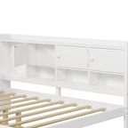 Lit de repos en L blanc et naturel avec bureau, rangement, simple