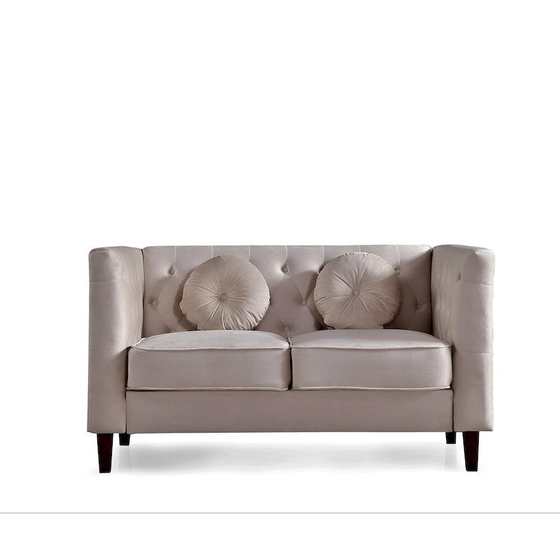 Causeuse capitonnée en velours Chesterfield pour 2 personnes, plusieurs coloris