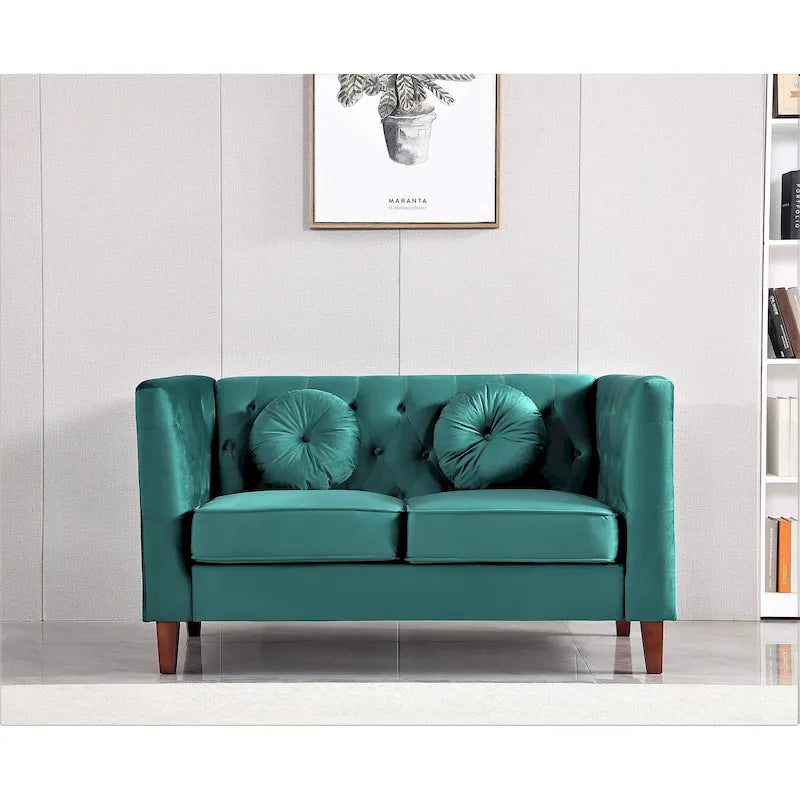 Causeuse capitonnée en velours Chesterfield pour 2 personnes, plusieurs coloris