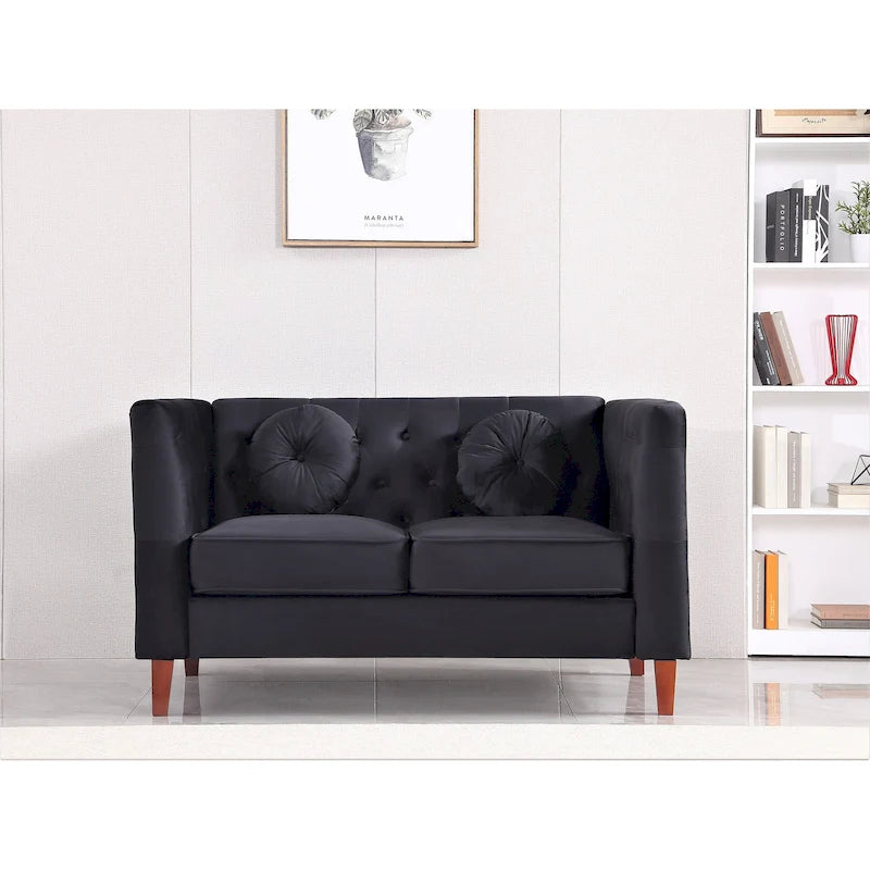 Causeuse capitonnée en velours Chesterfield pour 2 personnes, plusieurs coloris