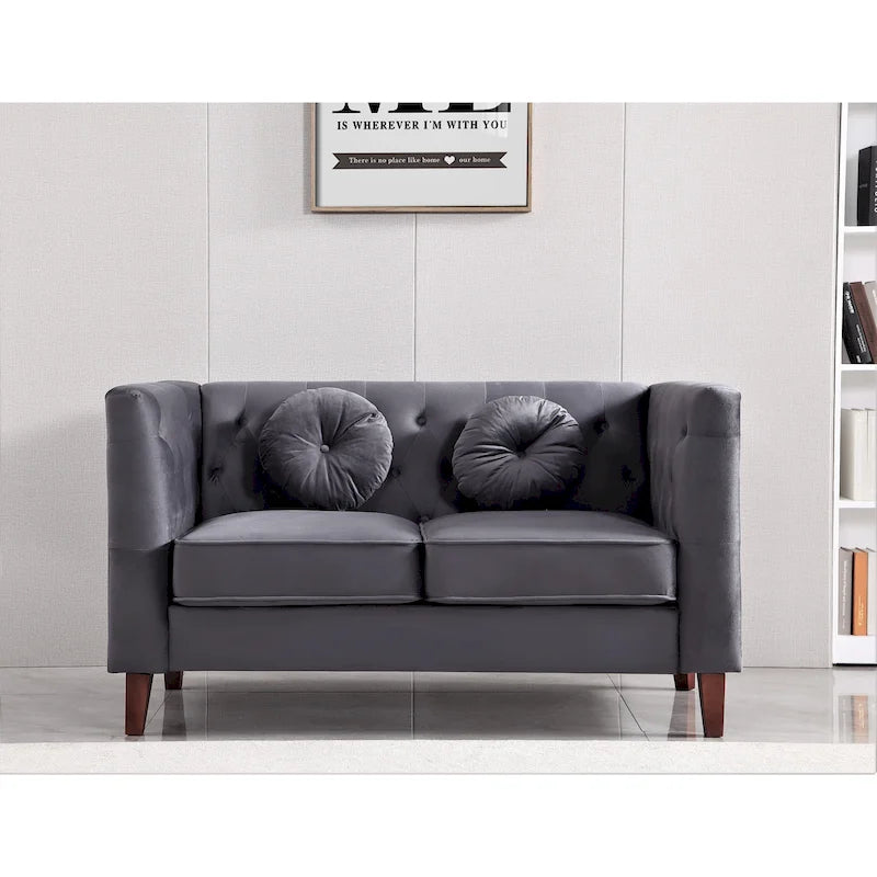 Causeuse capitonnée en velours Chesterfield pour 2 personnes, plusieurs coloris