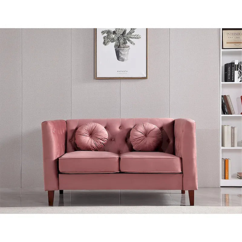 Causeuse capitonnée en velours Chesterfield pour 2 personnes, plusieurs coloris