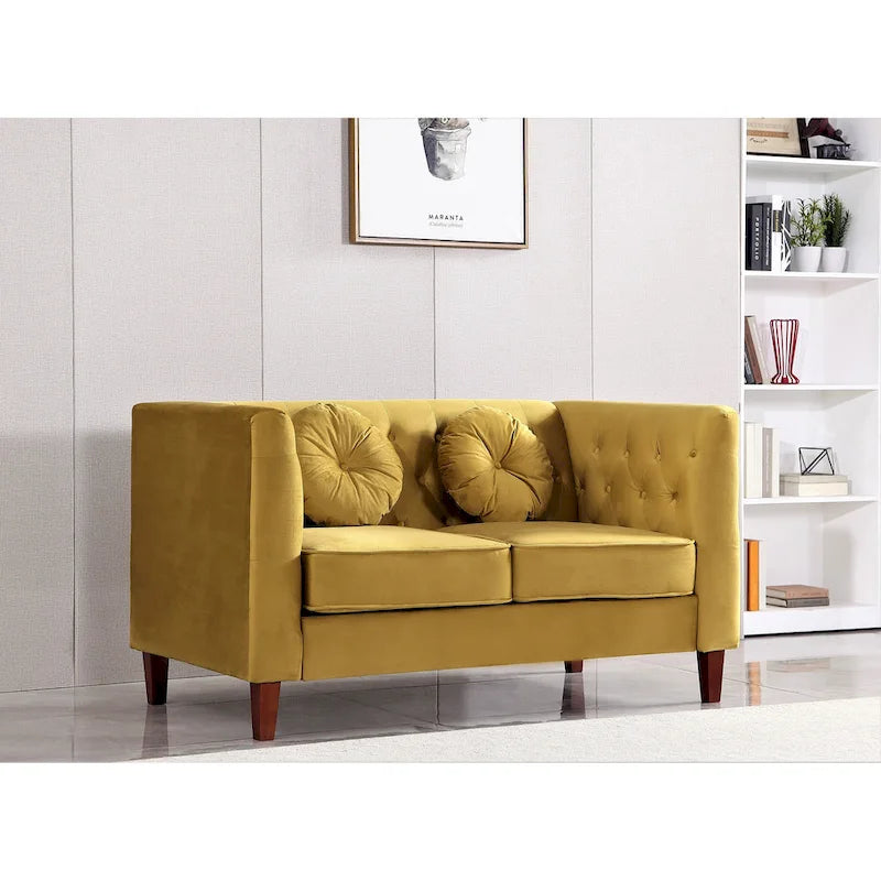Causeuse capitonnée en velours Chesterfield pour 2 personnes, plusieurs coloris