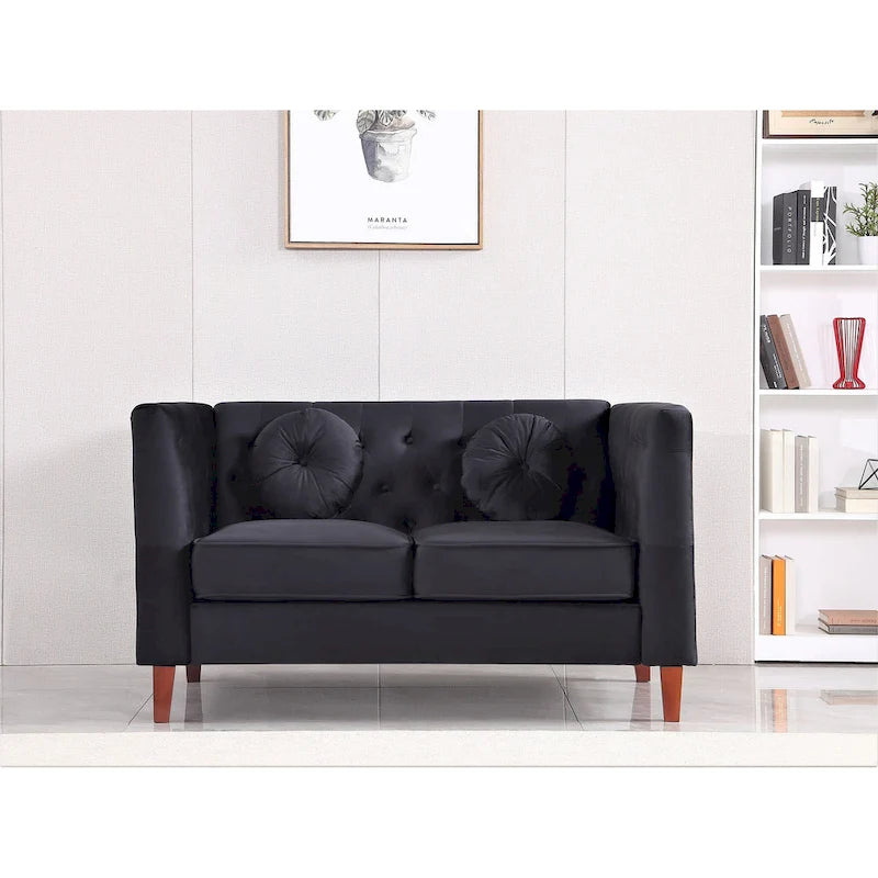Causeuse capitonnée en velours Chesterfield pour 2 personnes, plusieurs coloris