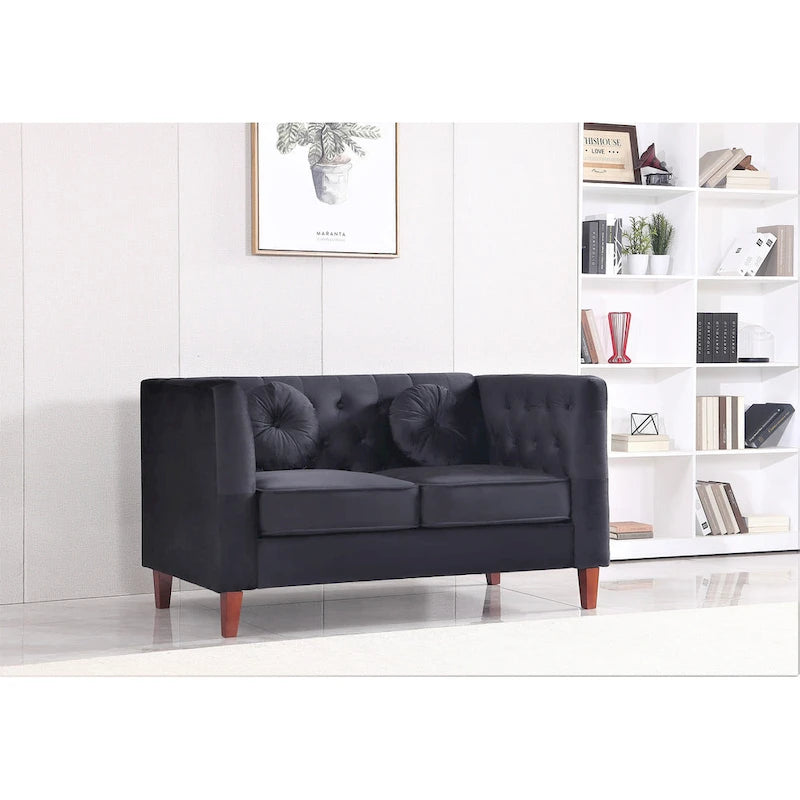 Causeuse capitonnée en velours Chesterfield pour 2 personnes, plusieurs coloris