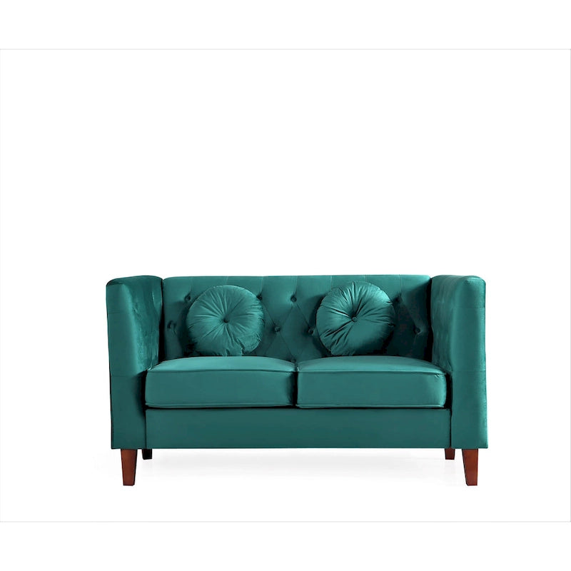 Causeuse capitonnée en velours Chesterfield pour 2 personnes, plusieurs coloris