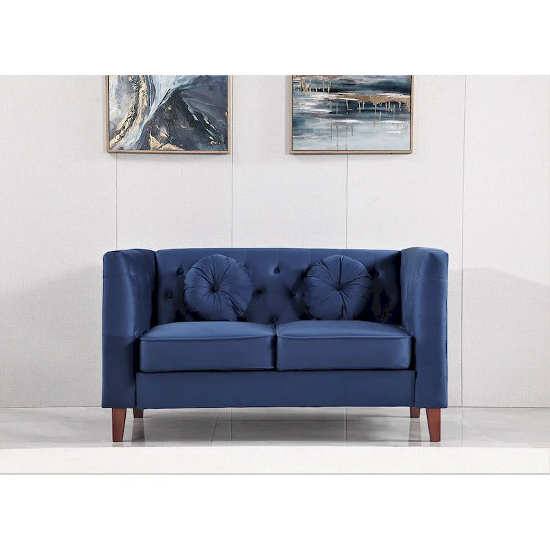 Causeuse capitonnée en velours Chesterfield pour 2 personnes, plusieurs coloris