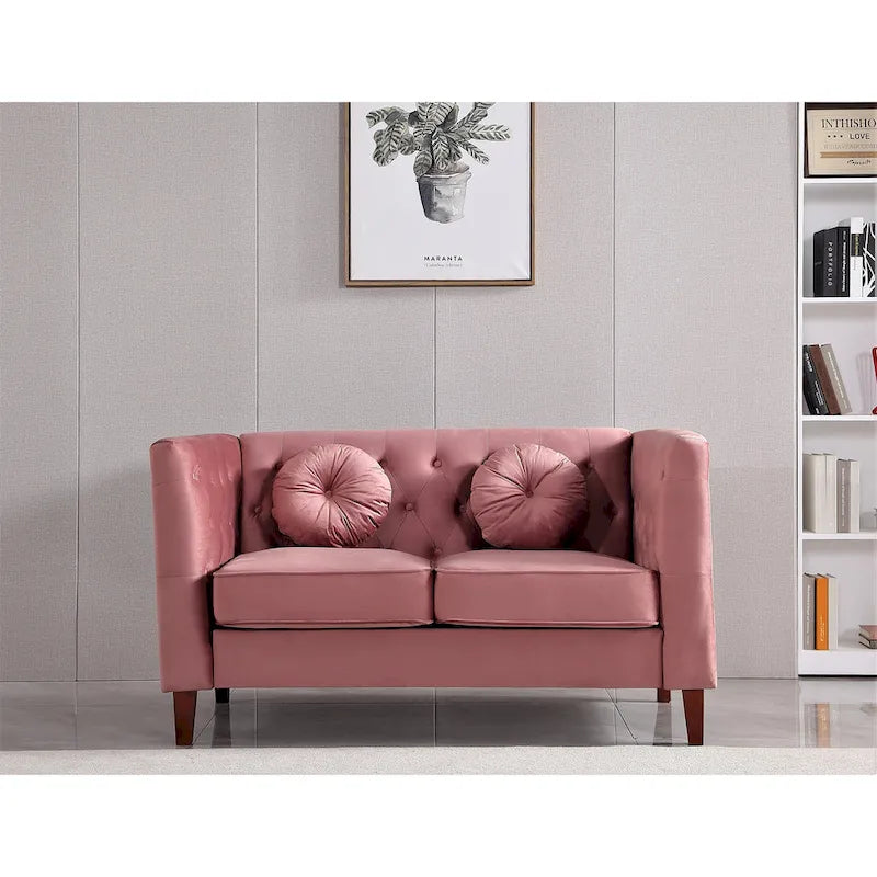 Causeuse capitonnée en velours Chesterfield pour 2 personnes, plusieurs coloris