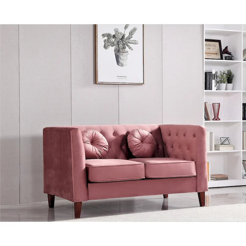 Causeuse capitonnée en velours Chesterfield pour 2 personnes, plusieurs coloris