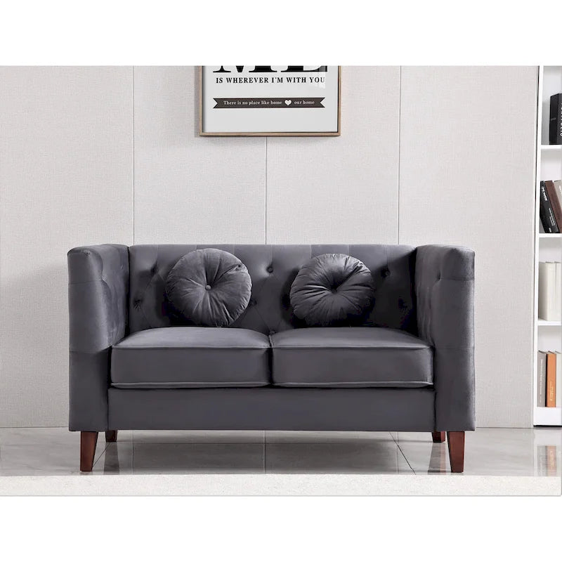 Causeuse capitonnée en velours Chesterfield pour 2 personnes, plusieurs coloris