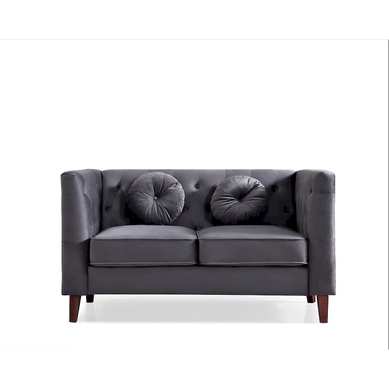 Causeuse capitonnée en velours Chesterfield pour 2 personnes, plusieurs coloris