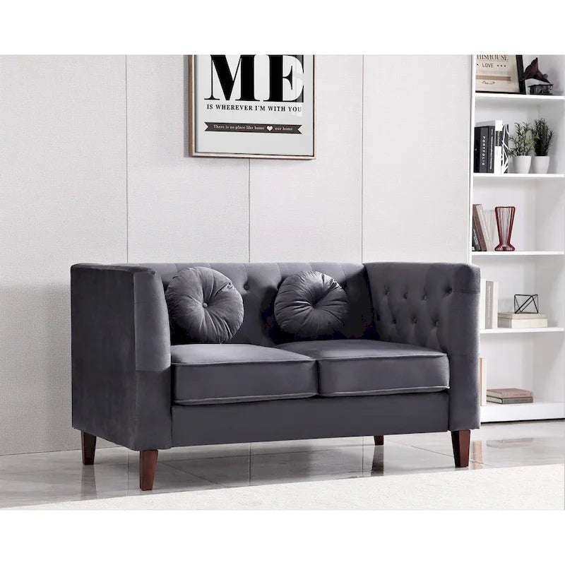 Causeuse capitonnée en velours Chesterfield pour 2 personnes, plusieurs coloris