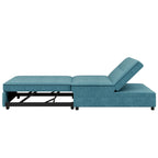 Canapé-lit convertible 4-en-1 en lin bleu foncé / blanc / sarcelle pour 3 personnes