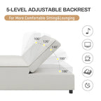 Canapé-lit convertible 4-en-1 en lin bleu foncé / blanc / sarcelle pour 3 personnes