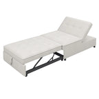 Canapé-lit convertible 4-en-1 en lin bleu foncé / blanc / sarcelle pour 3 personnes