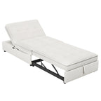 Canapé-lit convertible 4-en-1 en lin bleu foncé / blanc / sarcelle pour 3 personnes