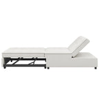 Canapé-lit convertible 4-en-1 en lin bleu foncé / blanc / sarcelle pour 3 personnes