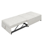 Canapé-lit convertible 4-en-1 en lin bleu foncé / blanc / sarcelle pour 3 personnes