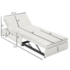 Canapé-lit convertible 4-en-1 en lin bleu foncé / blanc / sarcelle pour 3 personnes