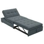 Canapé-lit convertible 4-en-1 en lin bleu foncé / blanc / sarcelle pour 3 personnes