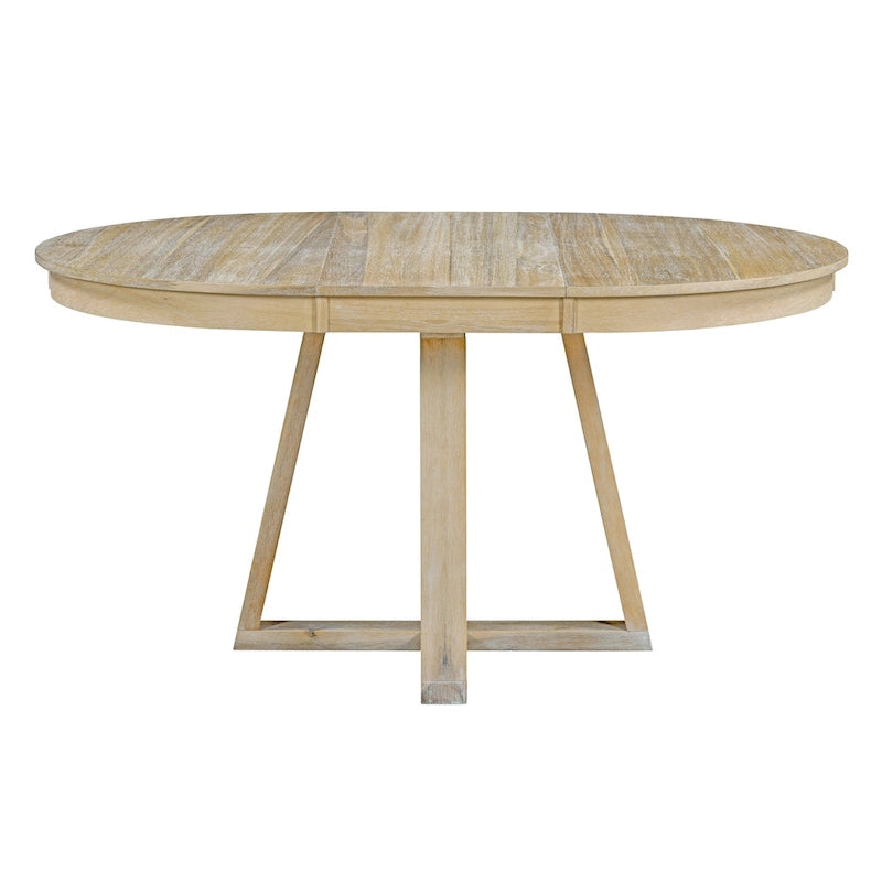 Ensemble de salle à manger extensible 5 pièces en noyer et bois naturel, table ronde à ovale avec 4 chaises rembourrées, 4 à 6 places