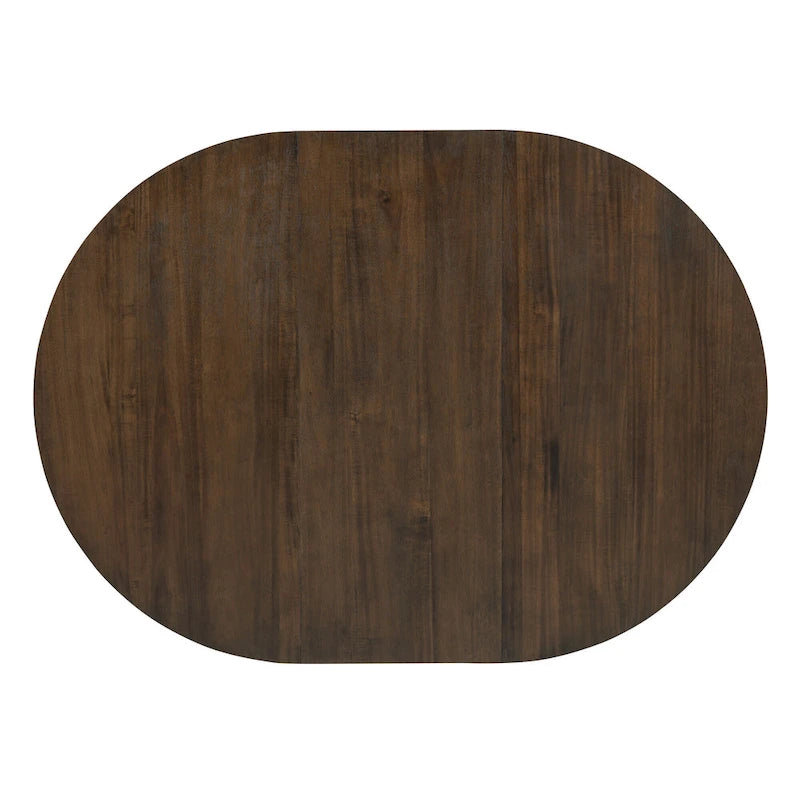 Ensemble de salle à manger extensible 5 pièces en noyer et bois naturel, table ronde à ovale avec 4 chaises rembourrées, 4 à 6 places