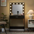 Coiffeuse LED avec miroir, éclairage 3 couleurs, simple, rose/blanc/noir
