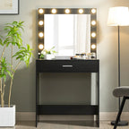 Coiffeuse LED avec miroir, éclairage 3 couleurs, simple, rose/blanc/noir