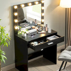 Coiffeuse LED avec miroir, éclairage 3 couleurs, simple, rose/blanc/noir