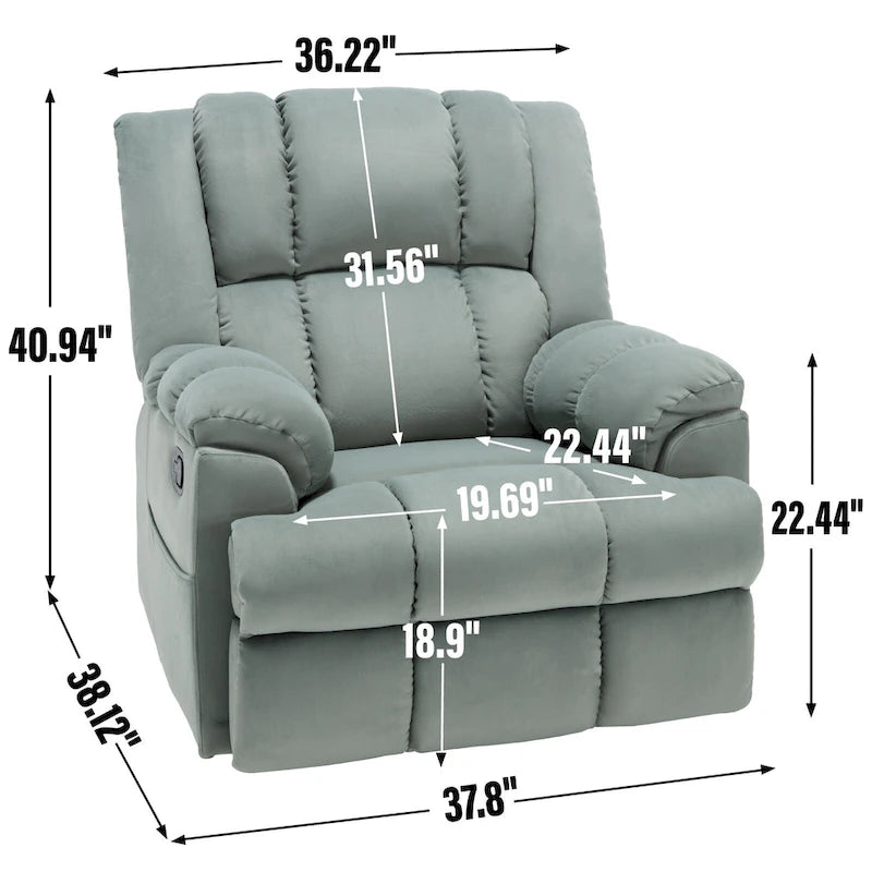 Fauteuil inclinable, pivotant et basculant surdimensionné bleu/vert/beige — Tissu, 1 personne