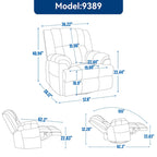 Fauteuil inclinable, pivotant et basculant surdimensionné bleu/vert/beige — Tissu, 1 personne