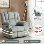 Fauteuil inclinable, pivotant et basculant surdimensionné bleu/vert/beige — Tissu, 1 personne