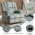 Fauteuil inclinable, pivotant et basculant surdimensionné bleu/vert/beige — Tissu, 1 personne