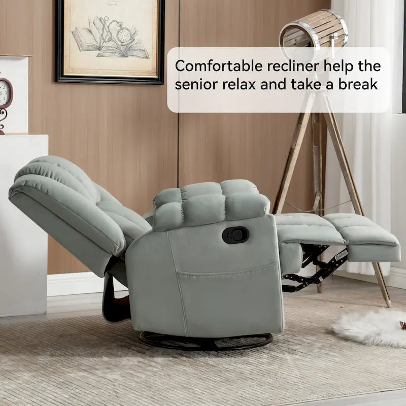 Fauteuil inclinable, pivotant et basculant surdimensionné bleu/vert/beige — Tissu, 1 personne