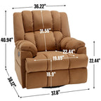 Fauteuil inclinable, pivotant et basculant surdimensionné bleu/vert/beige — Tissu, 1 personne
