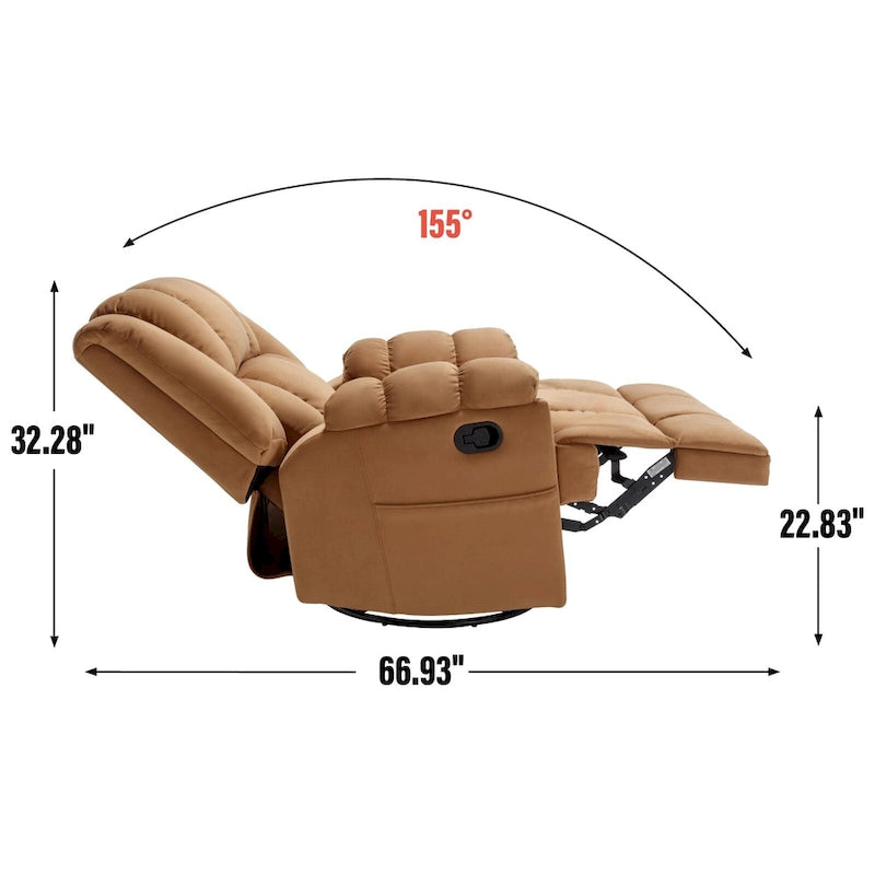 Fauteuil inclinable, pivotant et basculant surdimensionné bleu/vert/beige — Tissu, 1 personne